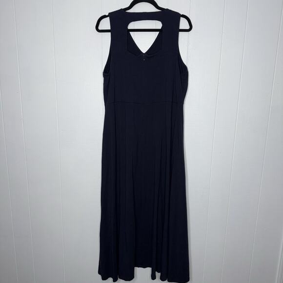 Talbots Women’s Sleeveless Fit Flare Maxi Dress Navy Blue Size XL - Picture 2 of 6